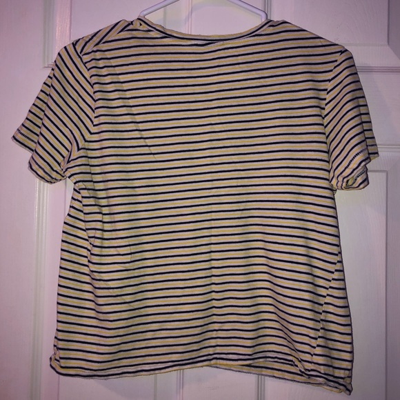 Blue and yellow stripped short sleeve tee. - Picture 2 of 3